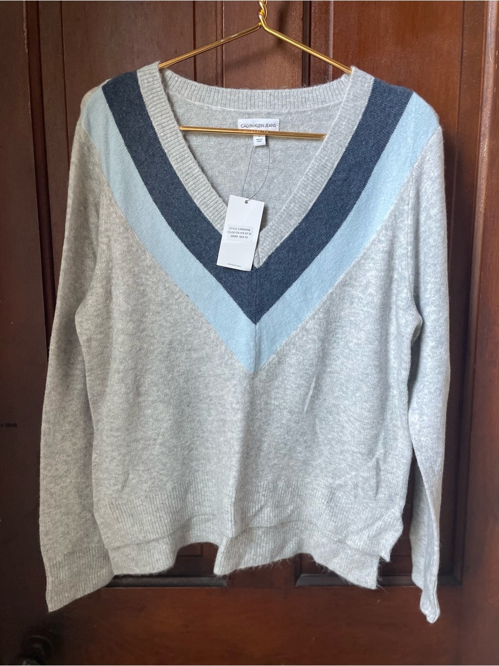 Calvin Klein Jeans women's medium gray v neck sweater NWT